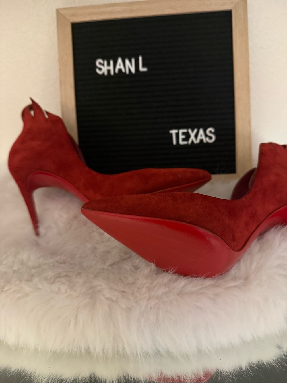 Christian Louboutin Red Flame Suede Stiletto Pumps - Picture 2 of 8
